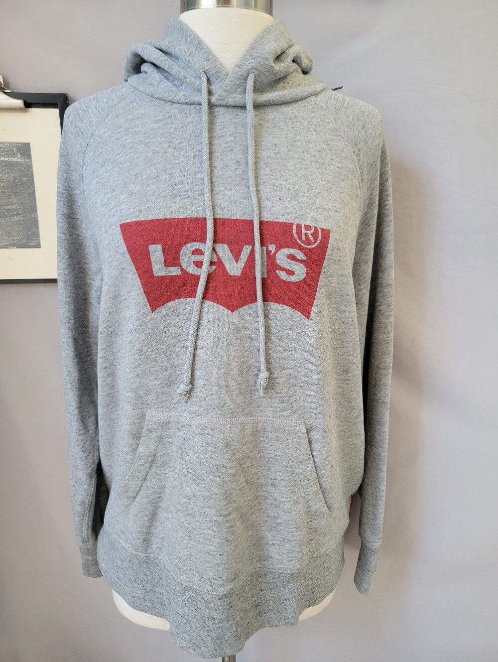 Levi's French Terry Graphic Hoodie Sweatshirt Heather Gray S